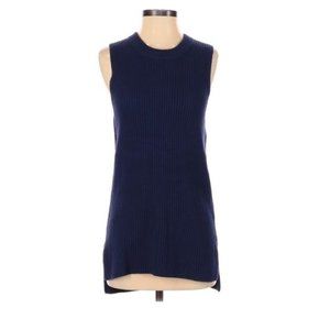 J. Crew Sleeveless Pullover Ribbed Blue Sweater Size Small